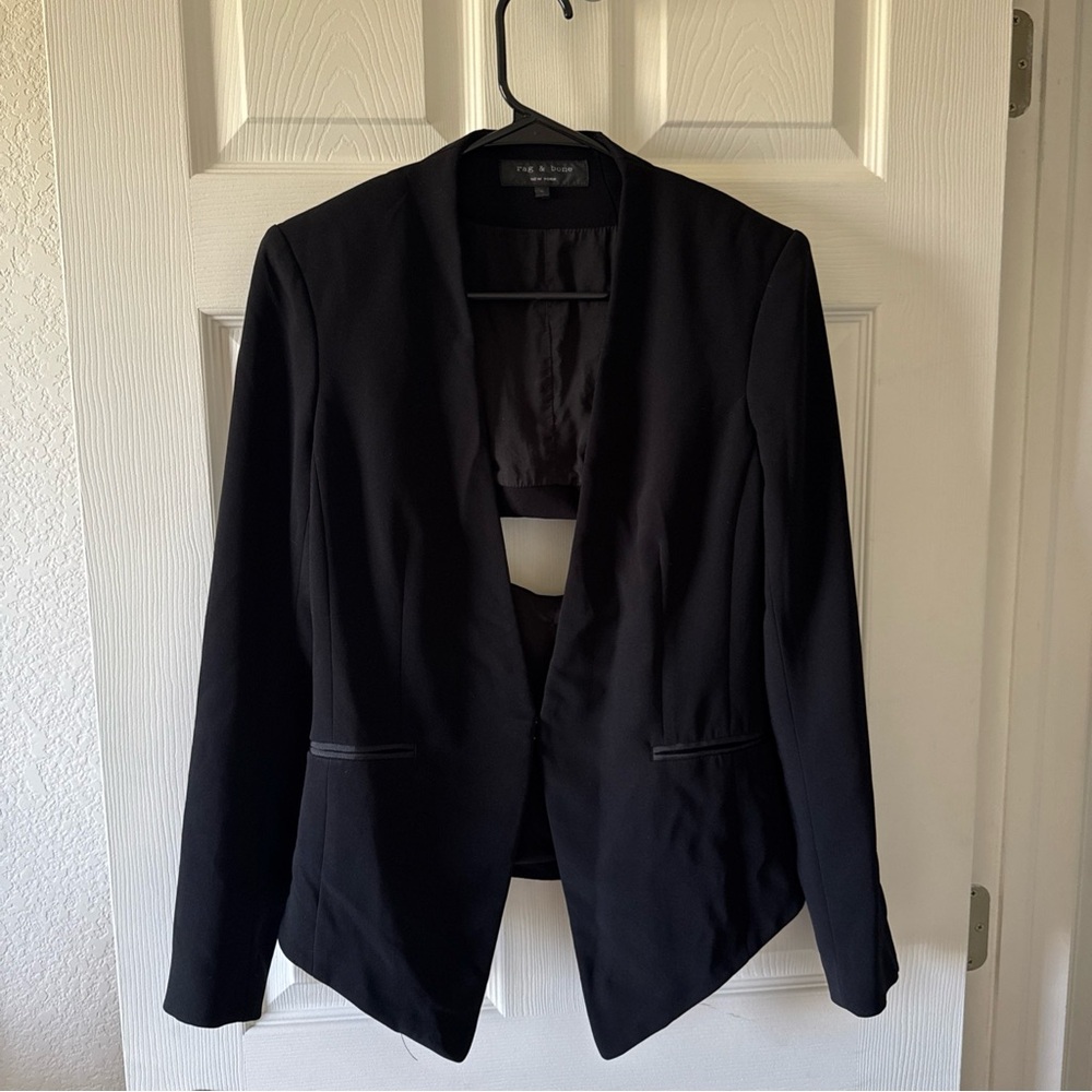Rag and Bone Women's Cutout Black Blazer Teresa Peekaboo Back Size 4
